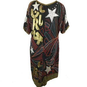 Royal Feelings Vintage 1980s Beaded Silk Dress
